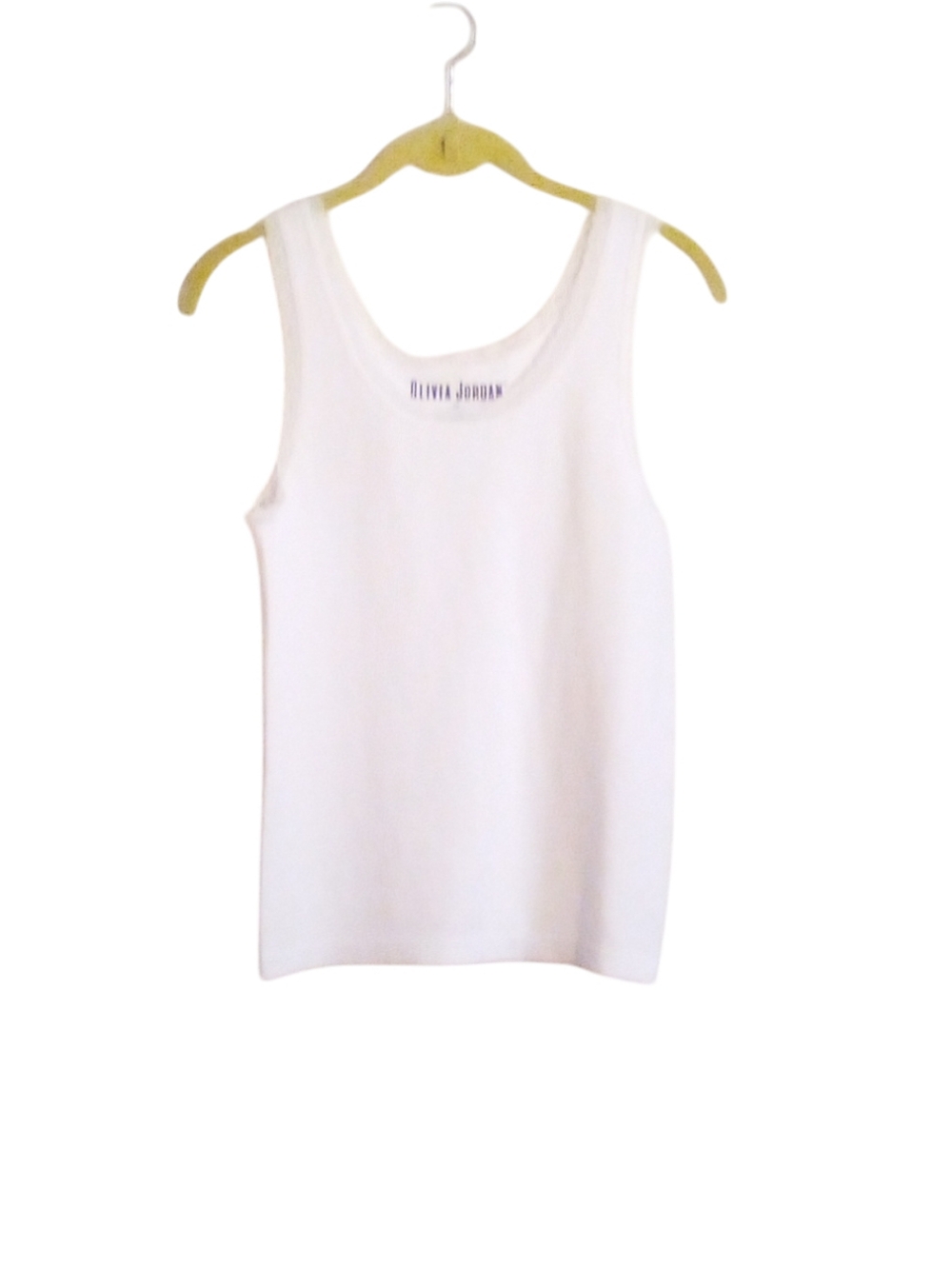 Olivia Jordan White Ribbed Seamless Lace Detail Tank Camisole Top Scoop Neck 1X